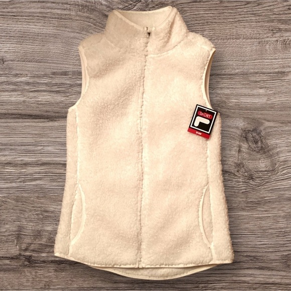 FILA Sport Soft Fuzzy Faux Fur Full Zip Vest, Size XS Pockets NWT - Picture 1 of 6